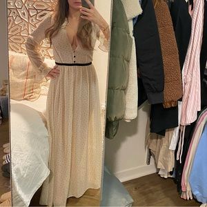 For Love & Lemons, maxi dress, rare, small,polka dot, revolve, sold out,